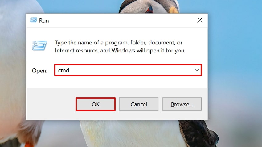 open run program and access cmd