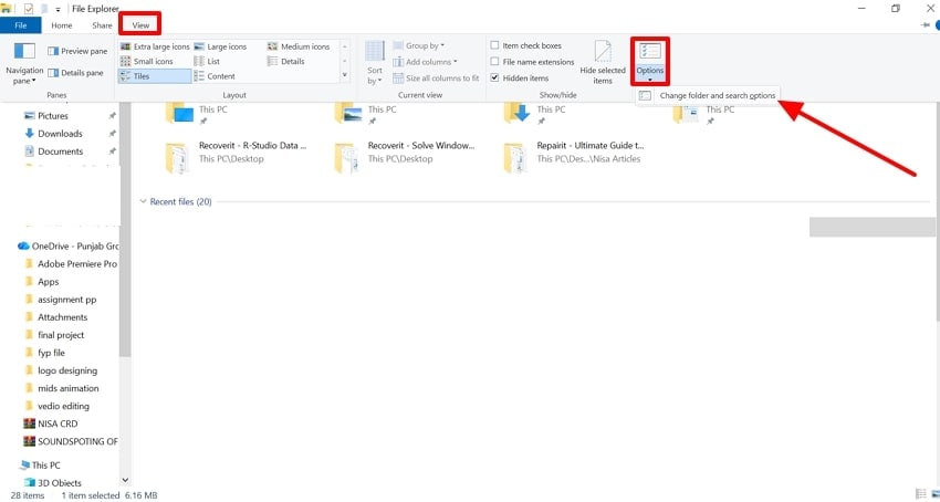 access folder options file explorer