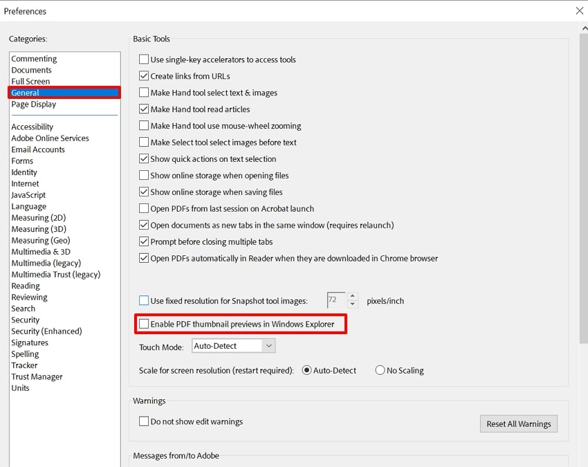 enable thumbnail preview pdf reader