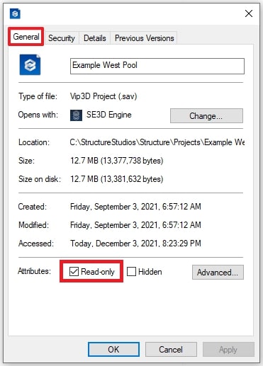 uncheck read only in properties