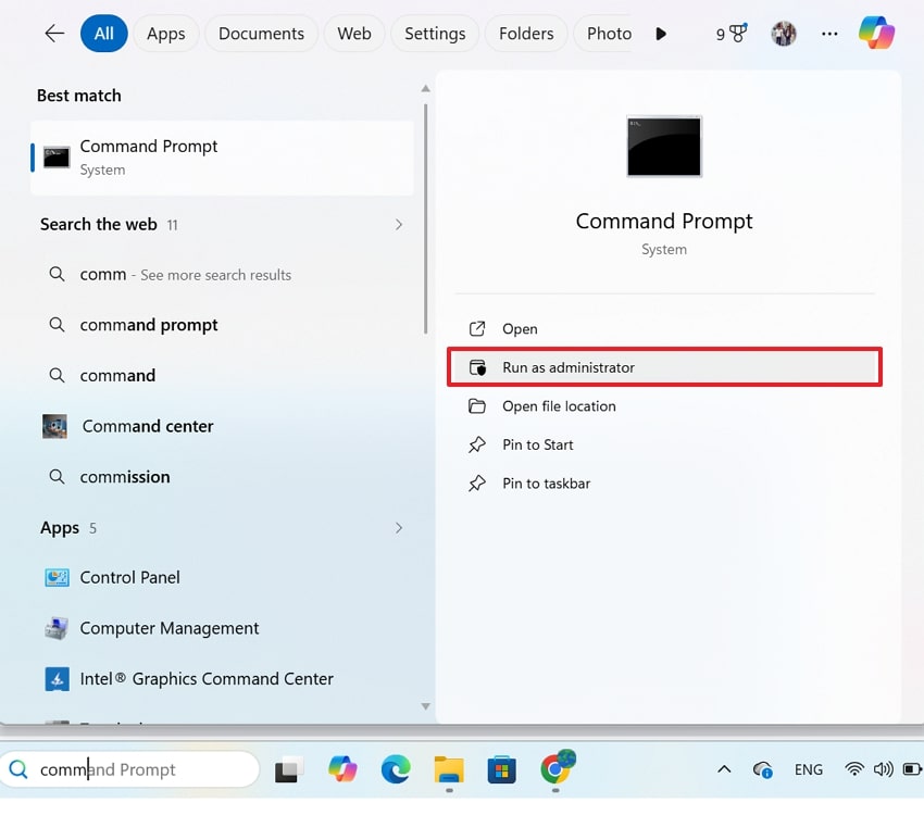 run cmd as administrator