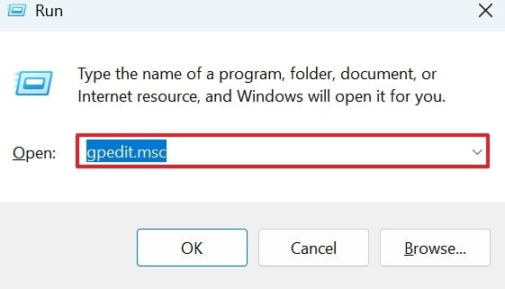 give gpedit command in run window