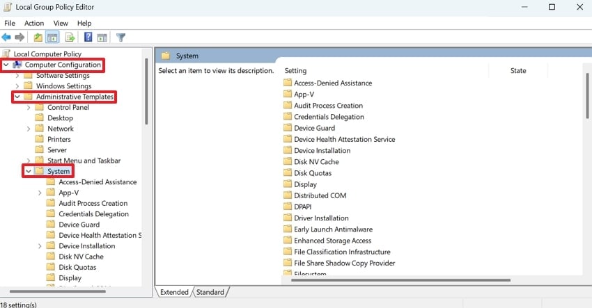 open system folder in group policy