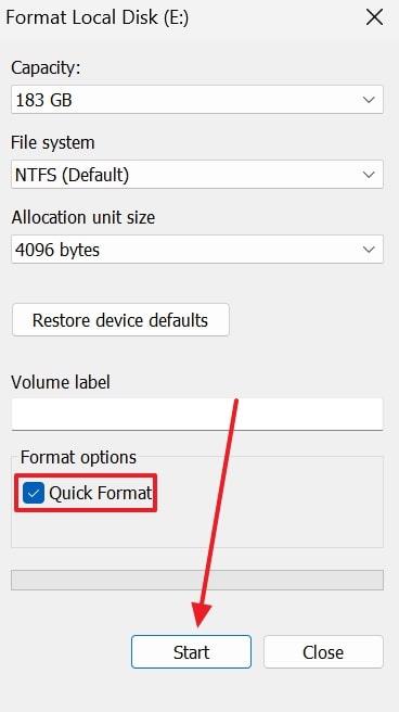 access format settings