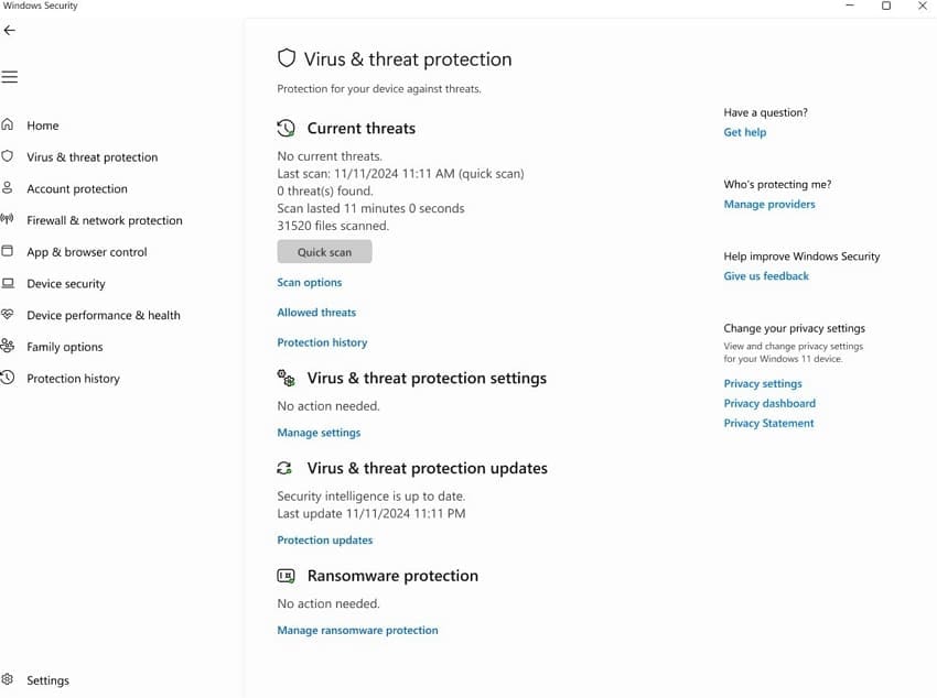 scan virus through windows security