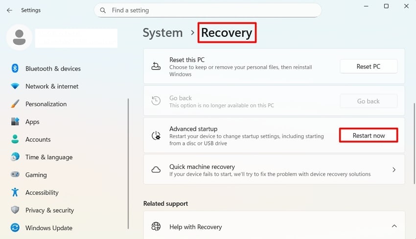 start advanced startup