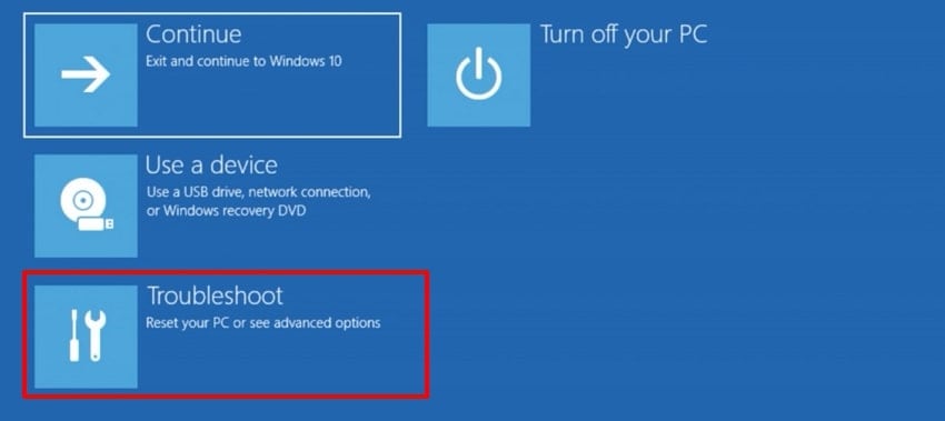 choose troubleshoot option