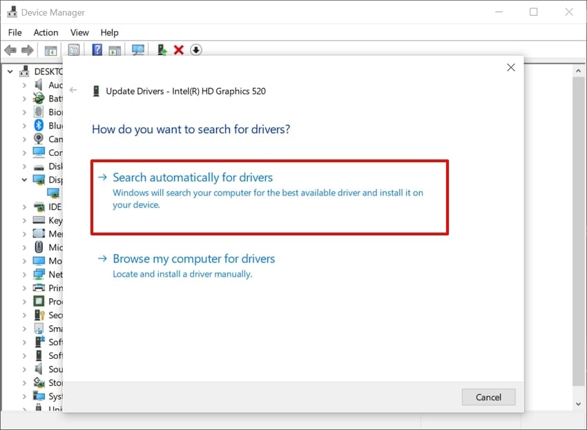 choose search automatically for drivers