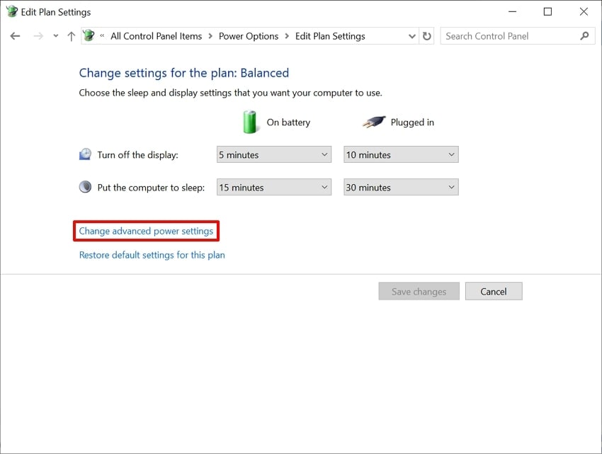 access advanced power settings windows