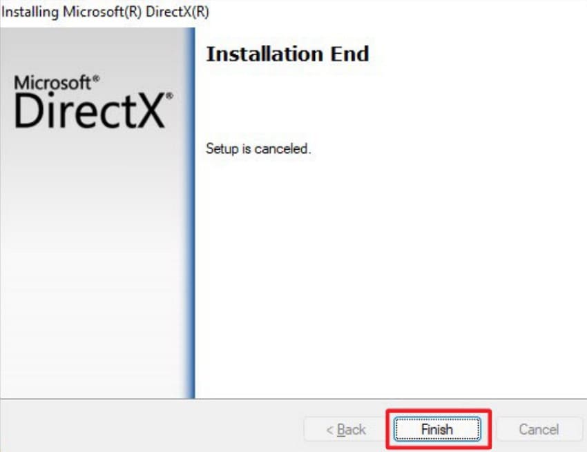 finish directx module installation
