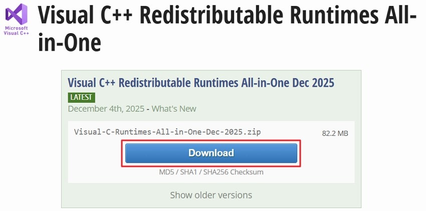 download visual c++ package