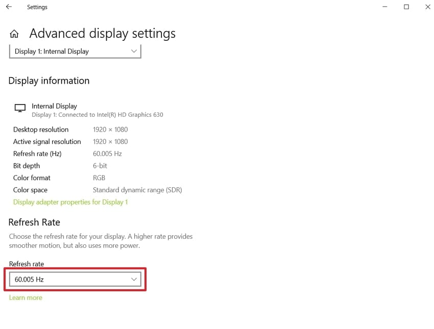 select new refresh rate