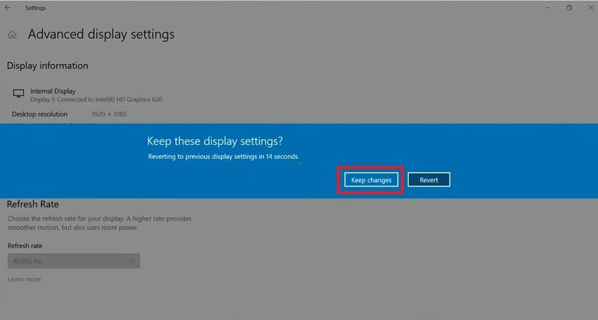save new refresh rate