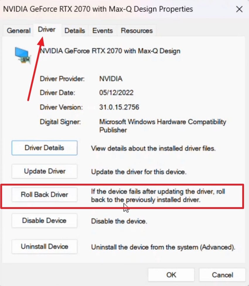 proceed to roll back driver