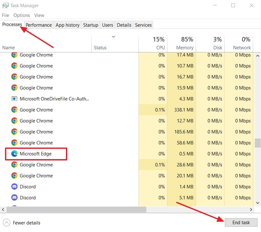 force stop edge task manager
