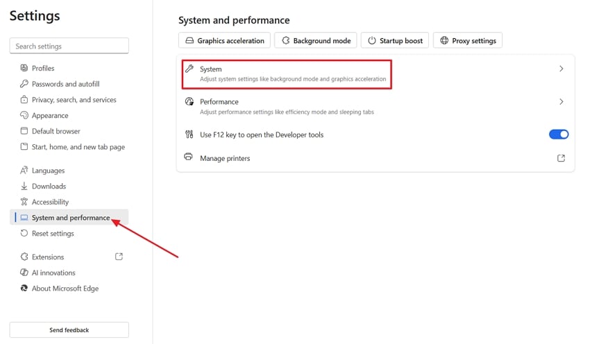 access system settings edge