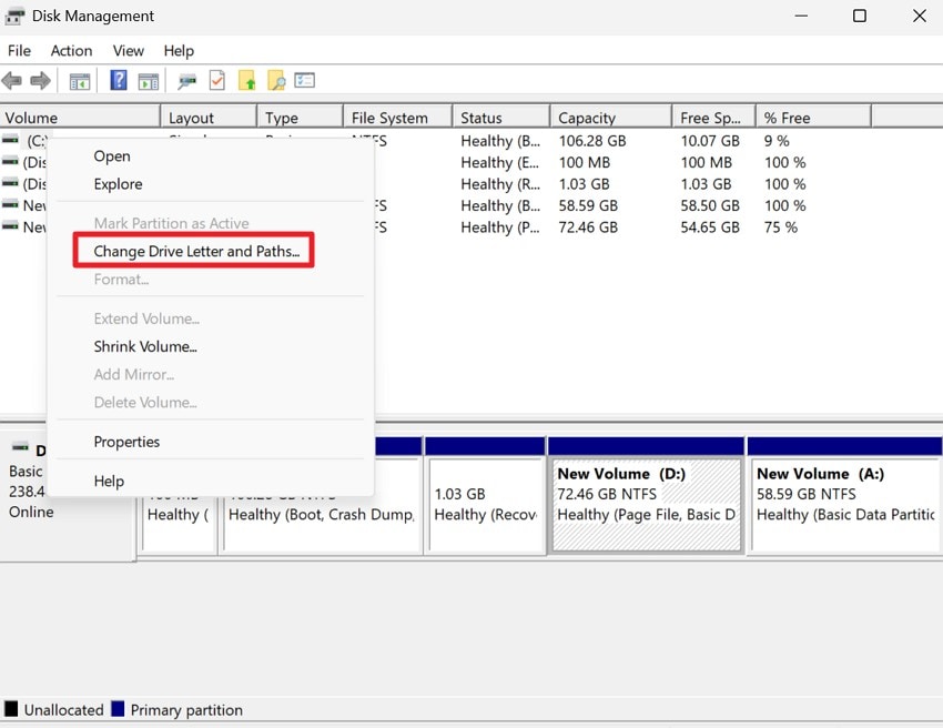 change drive letter and paths