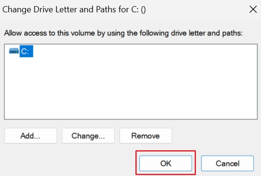 set drive letter and proceed