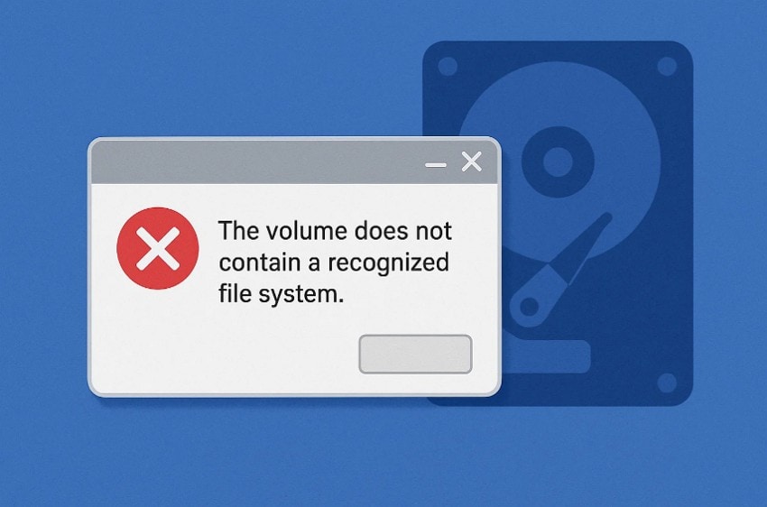 understanding unrecognized file system error