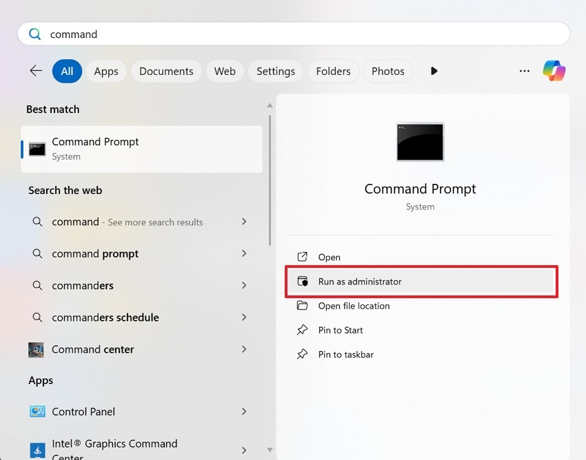 open cmd as administrator