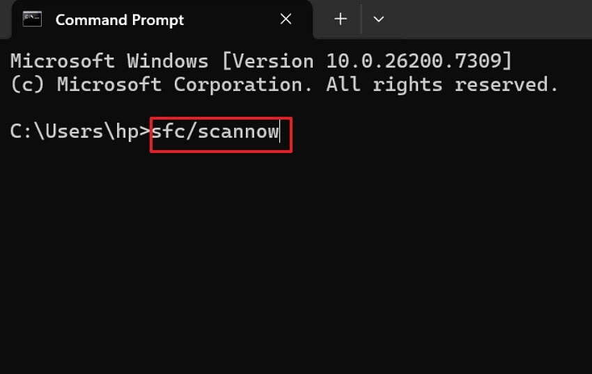 enter sfc scan command to proceed