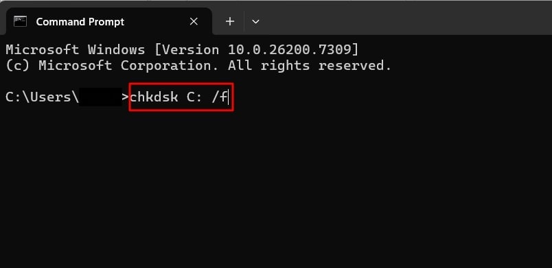 use chkdsk to fix file system