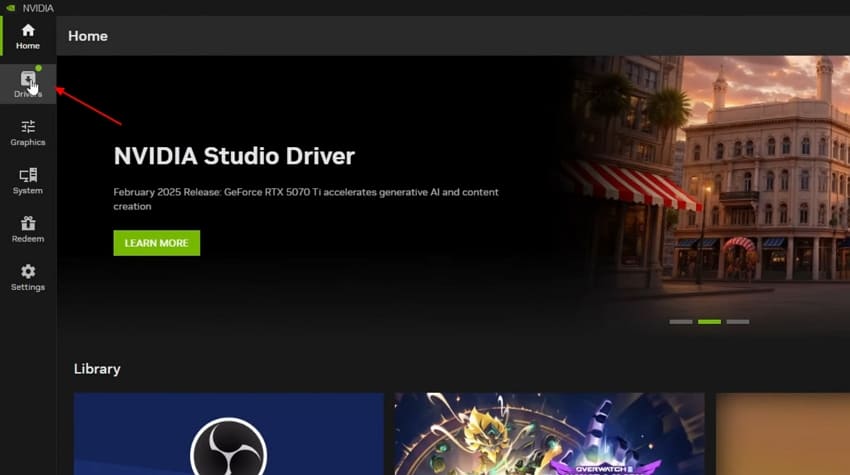 access drivers nvidia app