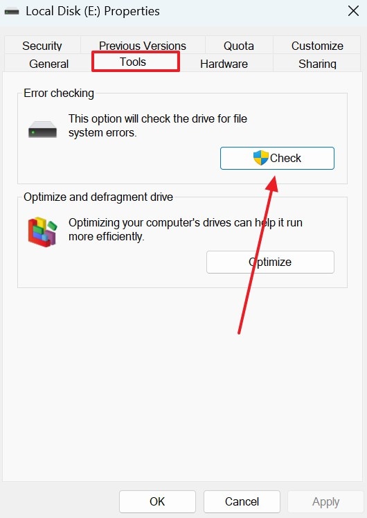 check for drive errors