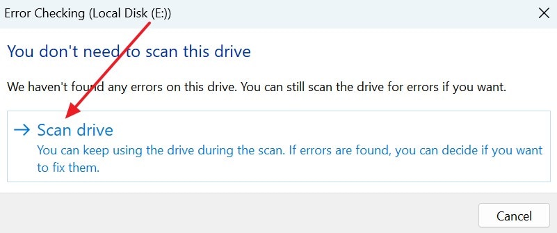 scan drive for issues