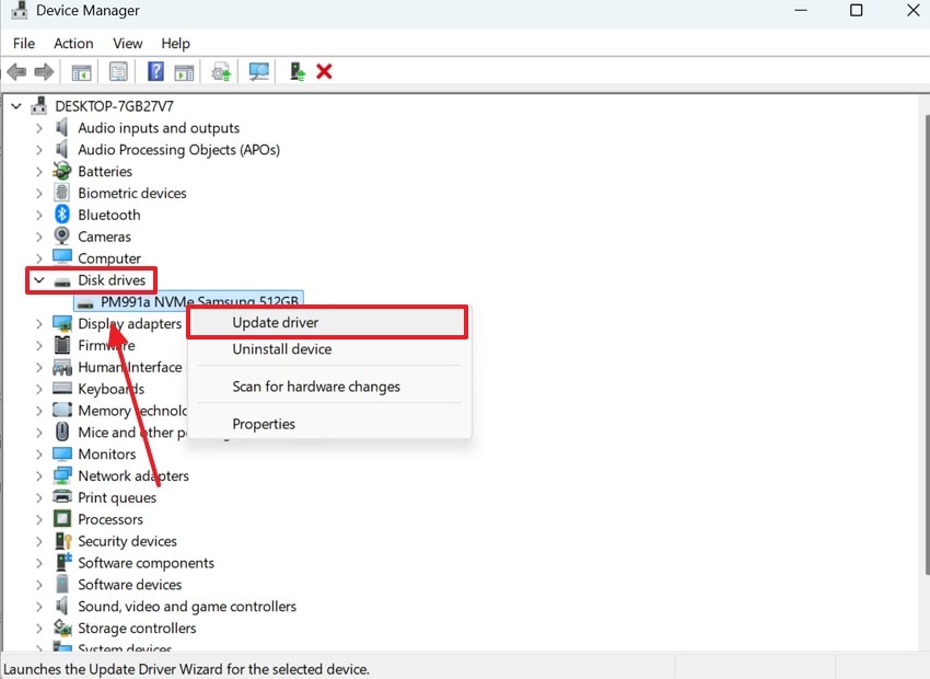 locate and update driver