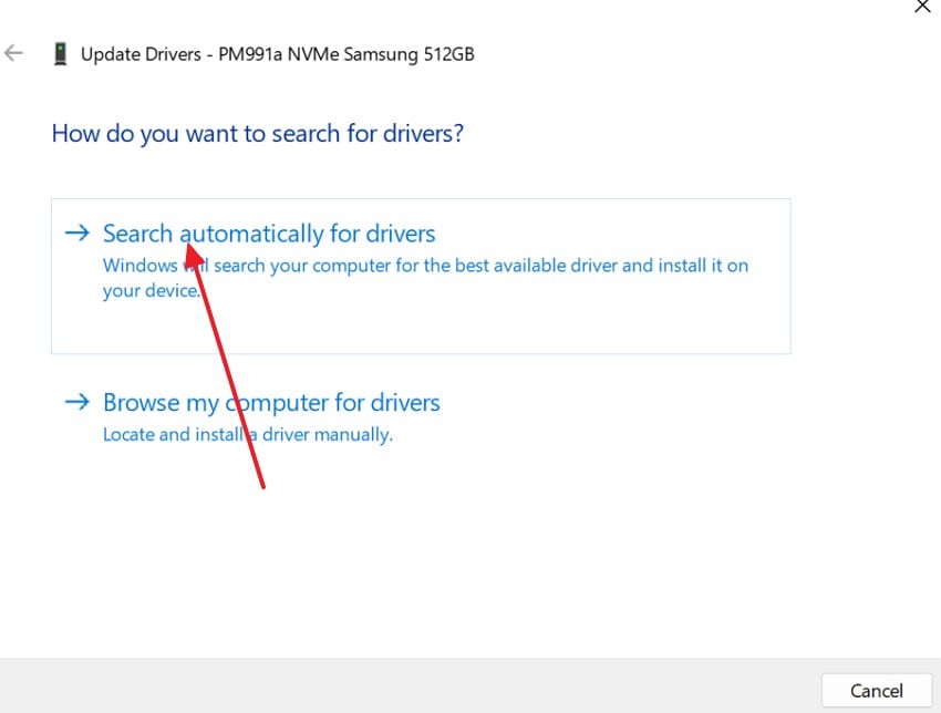 search automatically for drivers
