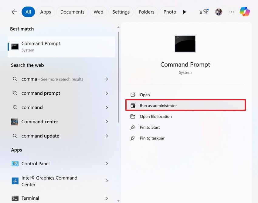 run cmd as administrator