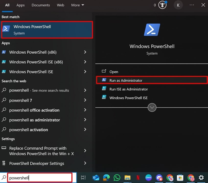 choose windows powershell app