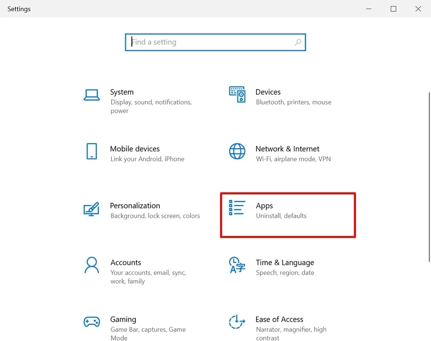 choose apps from settings