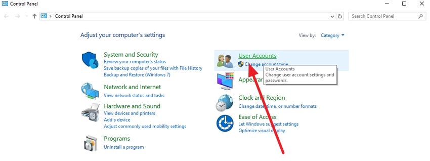 choose user accounts from control panel