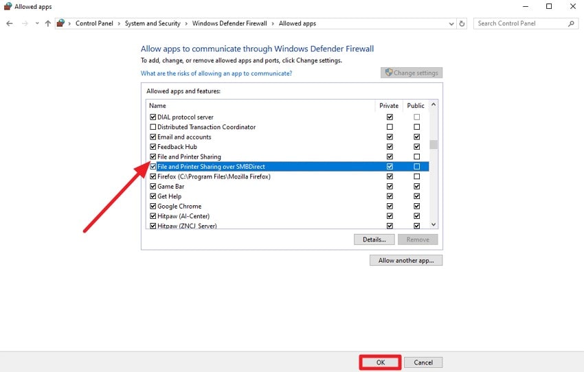 enable file sharing and smb