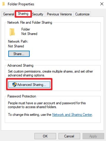 choose advanced sharing in settings