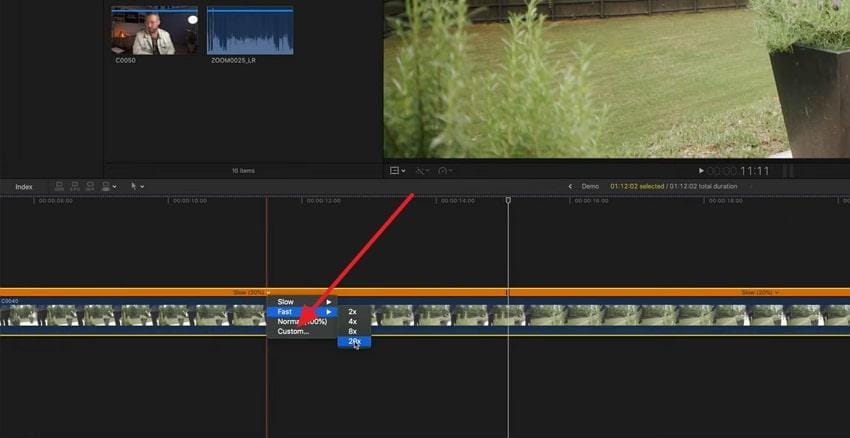custom speed option from retime