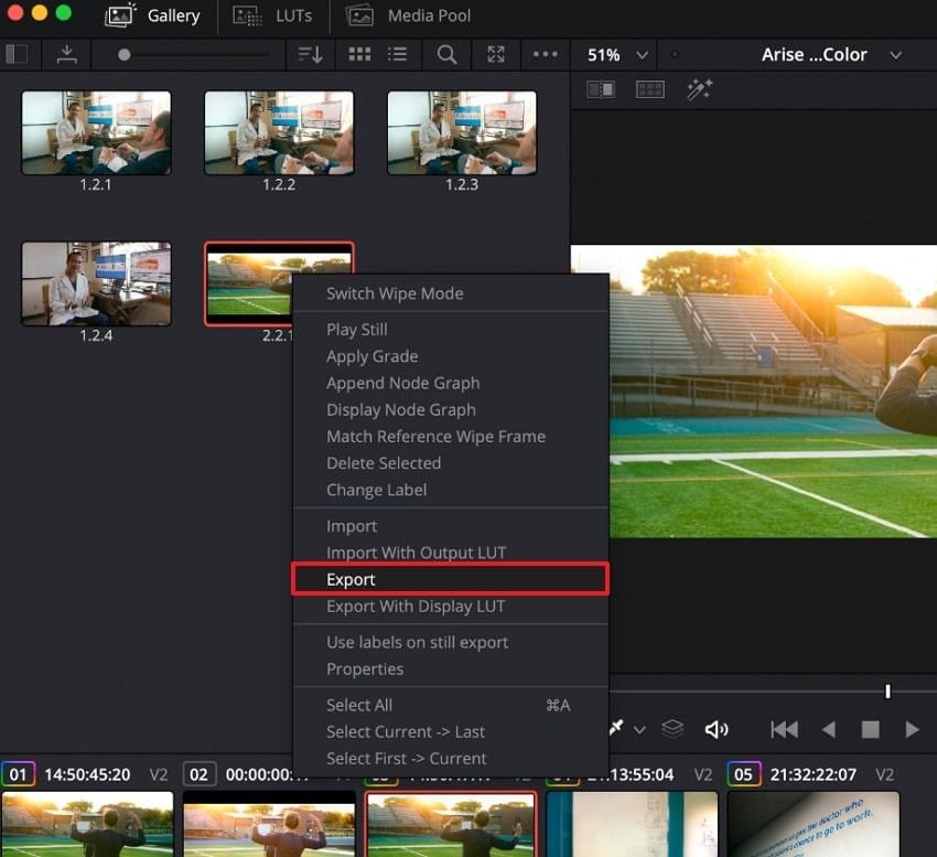 right clip frame and choose export