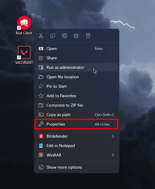 access valorant properties desktop