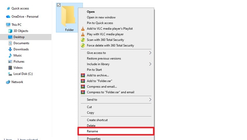 right click file press rename