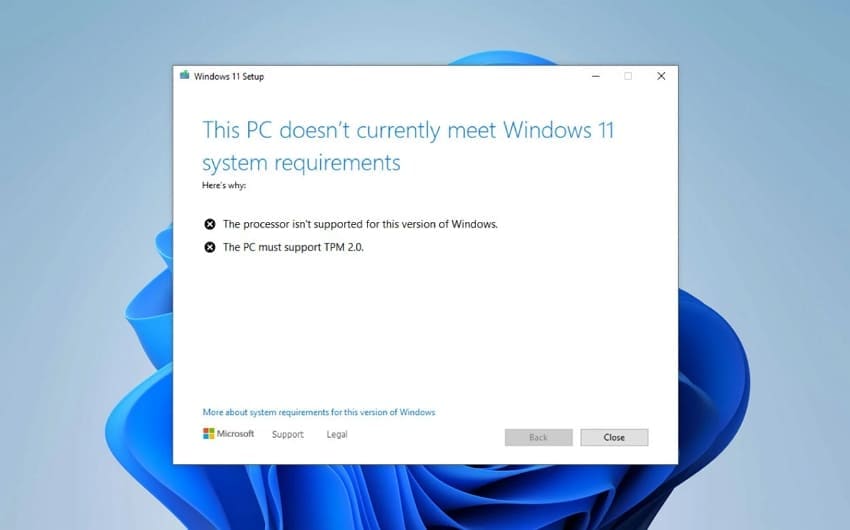 windows 10 error process unsupported upgrade