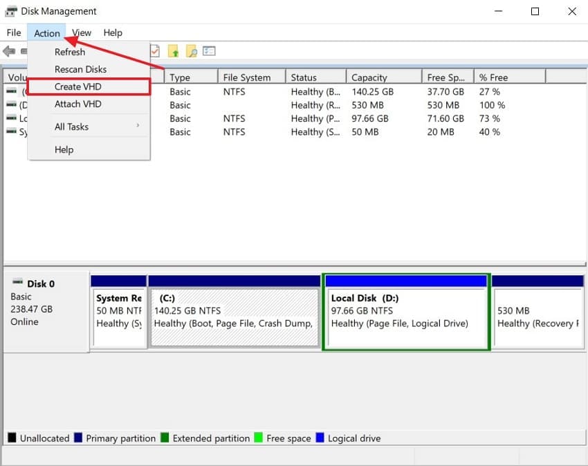 new virtual hard drive create
