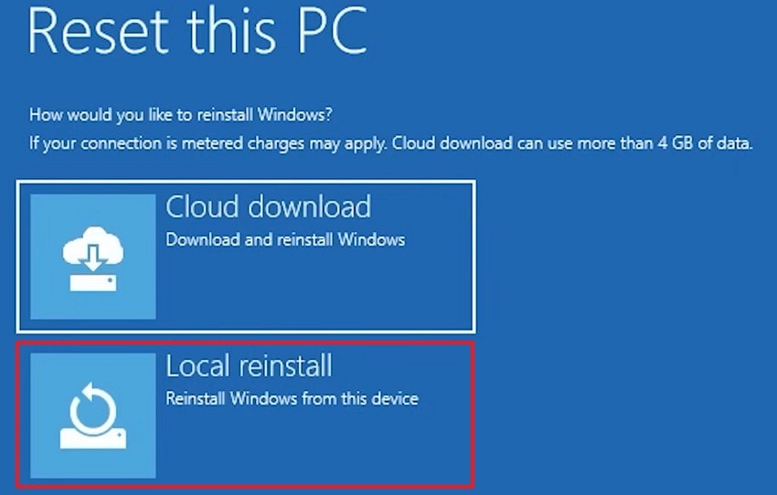 proceed to local reinstall