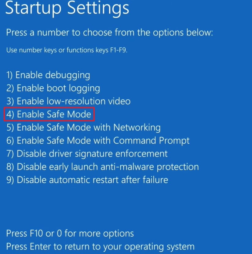enter safe mode using functional keys