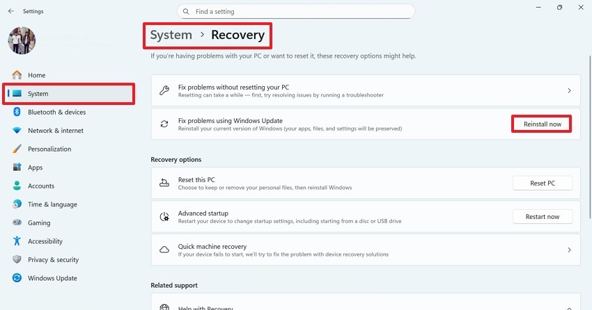 fix problems using windows updates
