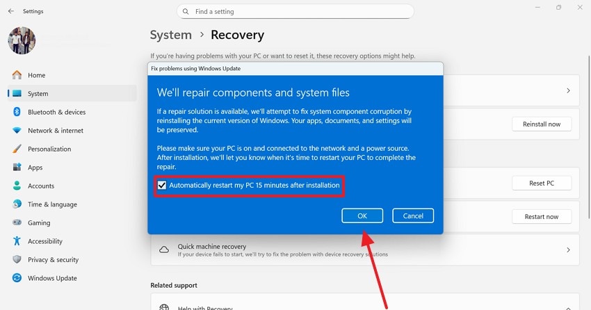 check repair components box