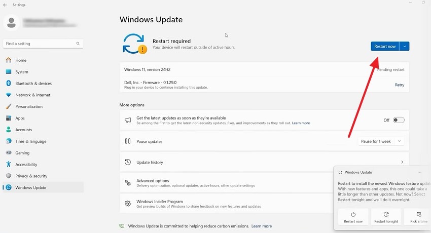 restart device from settings app