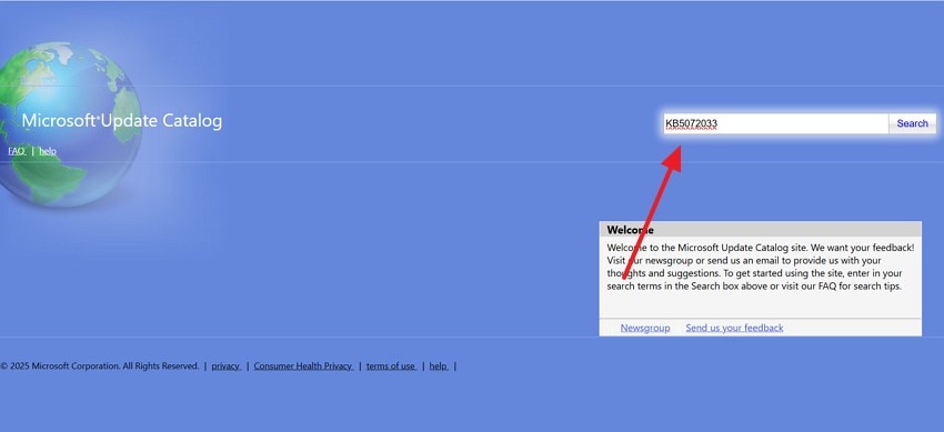 search kb number in ms catalogue site