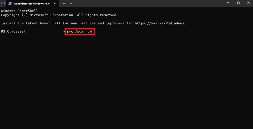 enter sfc scannow command
